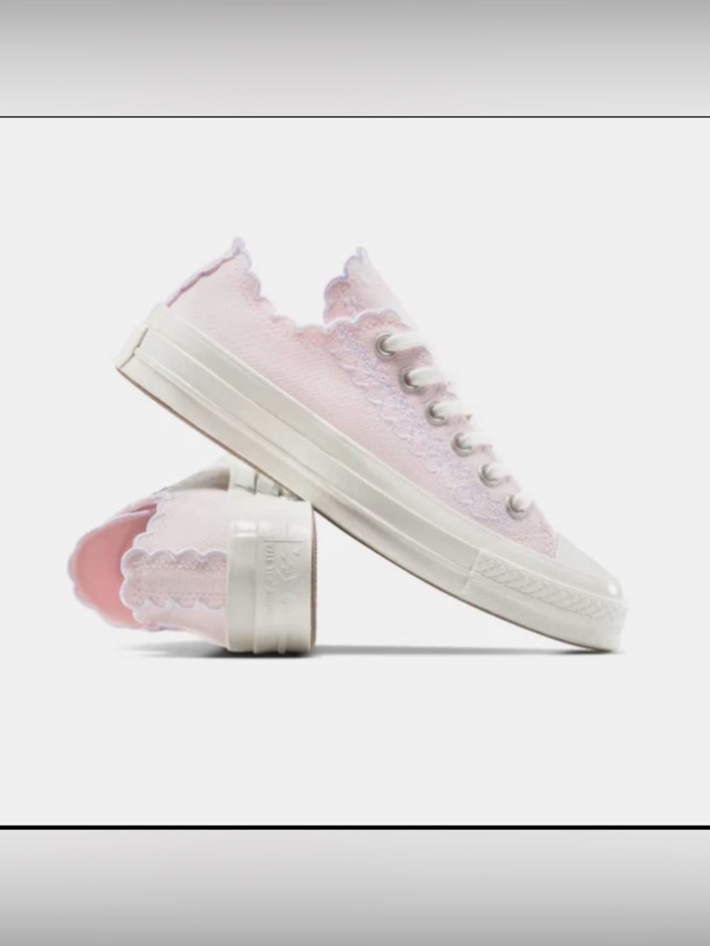 Converse Chuck 70 Embroidered Scalloped Sugar Berry Size 8 Pink/White